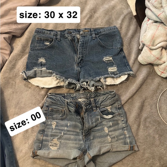 American Eagle Outfitters Blue Distressed Jean Shorts